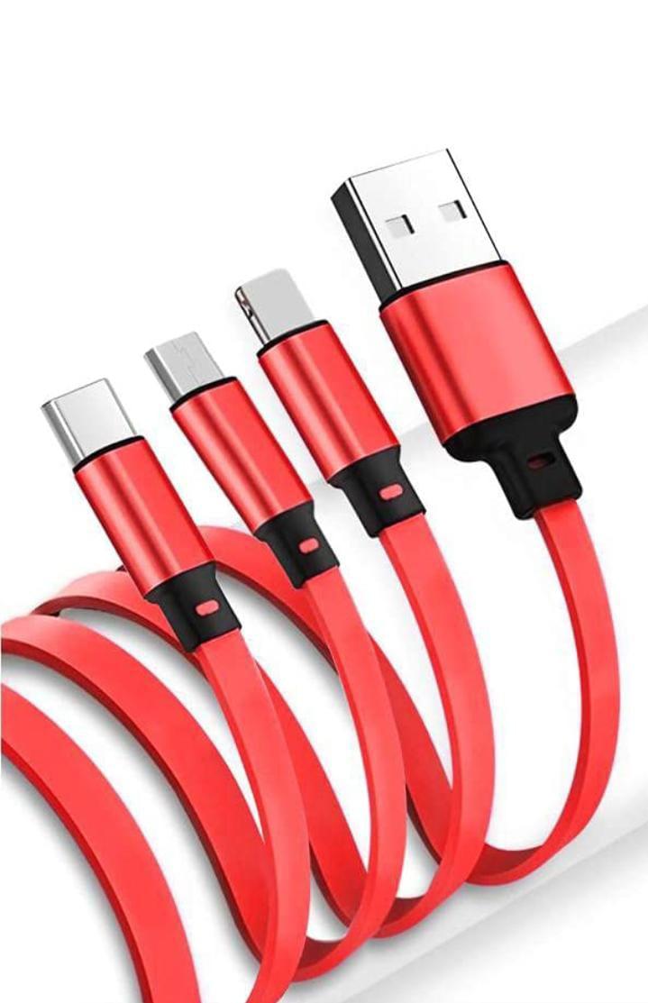 King Shine Multi Retractable 3.0A Fast Charging Cable – 3-in-1 USB Cord (1.2m) for Android & iOS