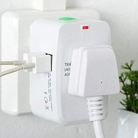 Worldwide Travel Adapter with Dual USB Charging Ports - Universal Plug, White