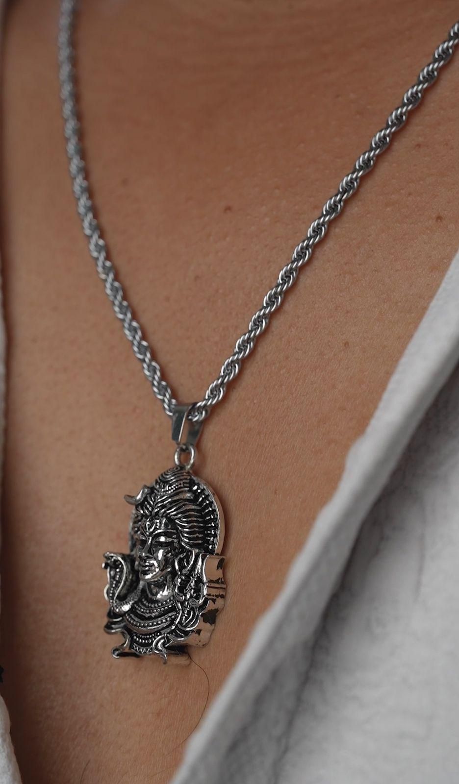 Shiv Pendant with Chain – Silver Alloy Necklace for Men