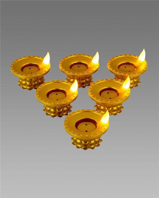 Water Pouring Diya LED Light – Decorative Battery-Operated Lamp (Pack of 12)