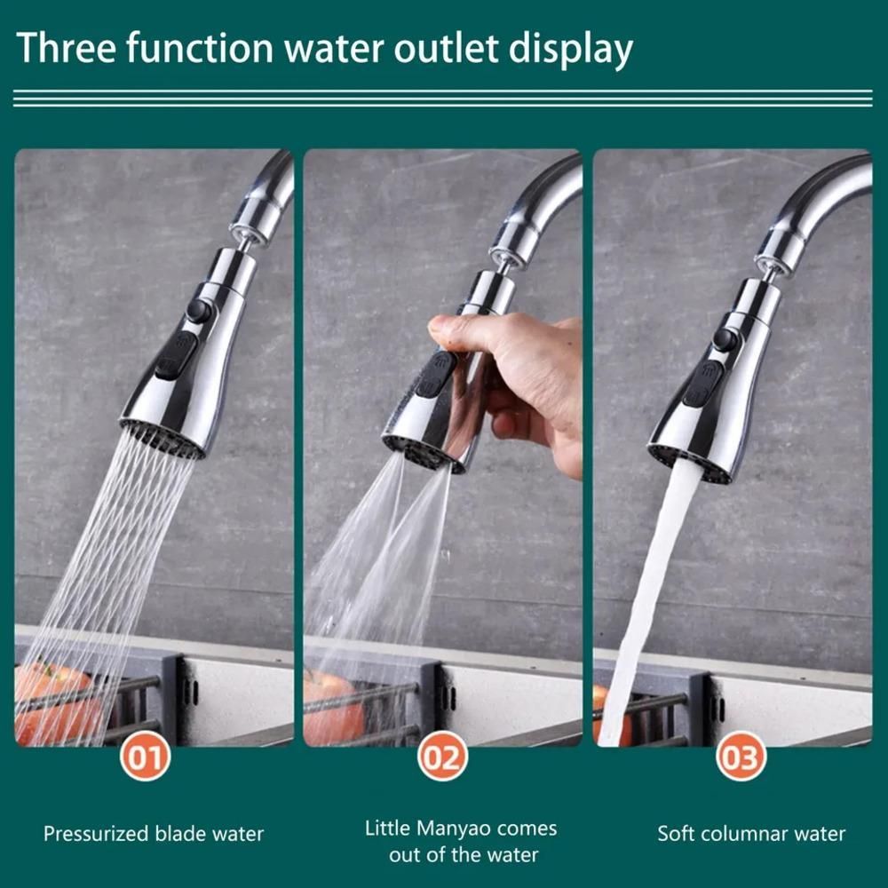 3-Modes Kitchen Sink Faucet – Adjustable Spray, Easy Rotation & Water-Saving Design