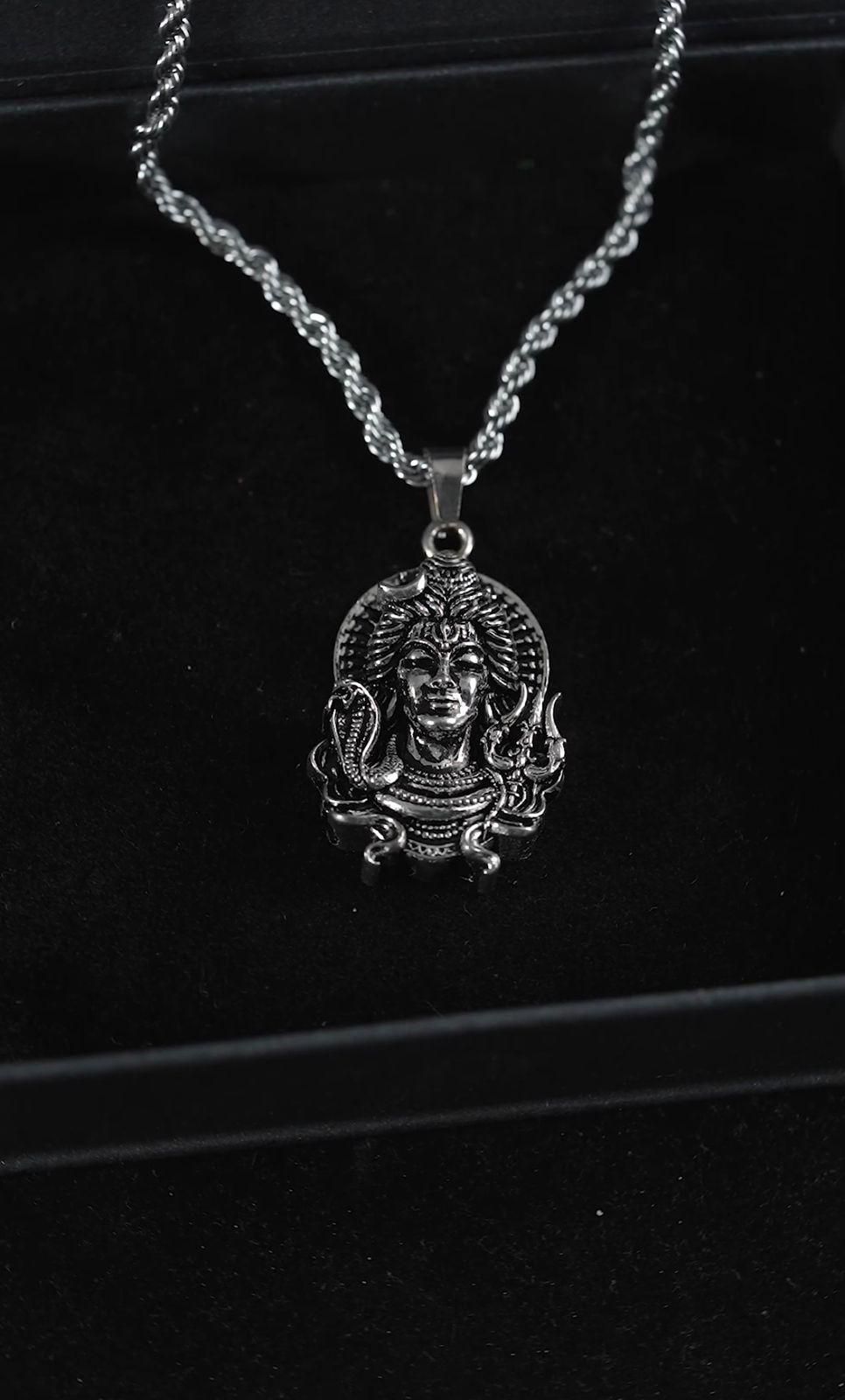 Shiv Pendant with Chain – Silver Alloy Necklace for Men