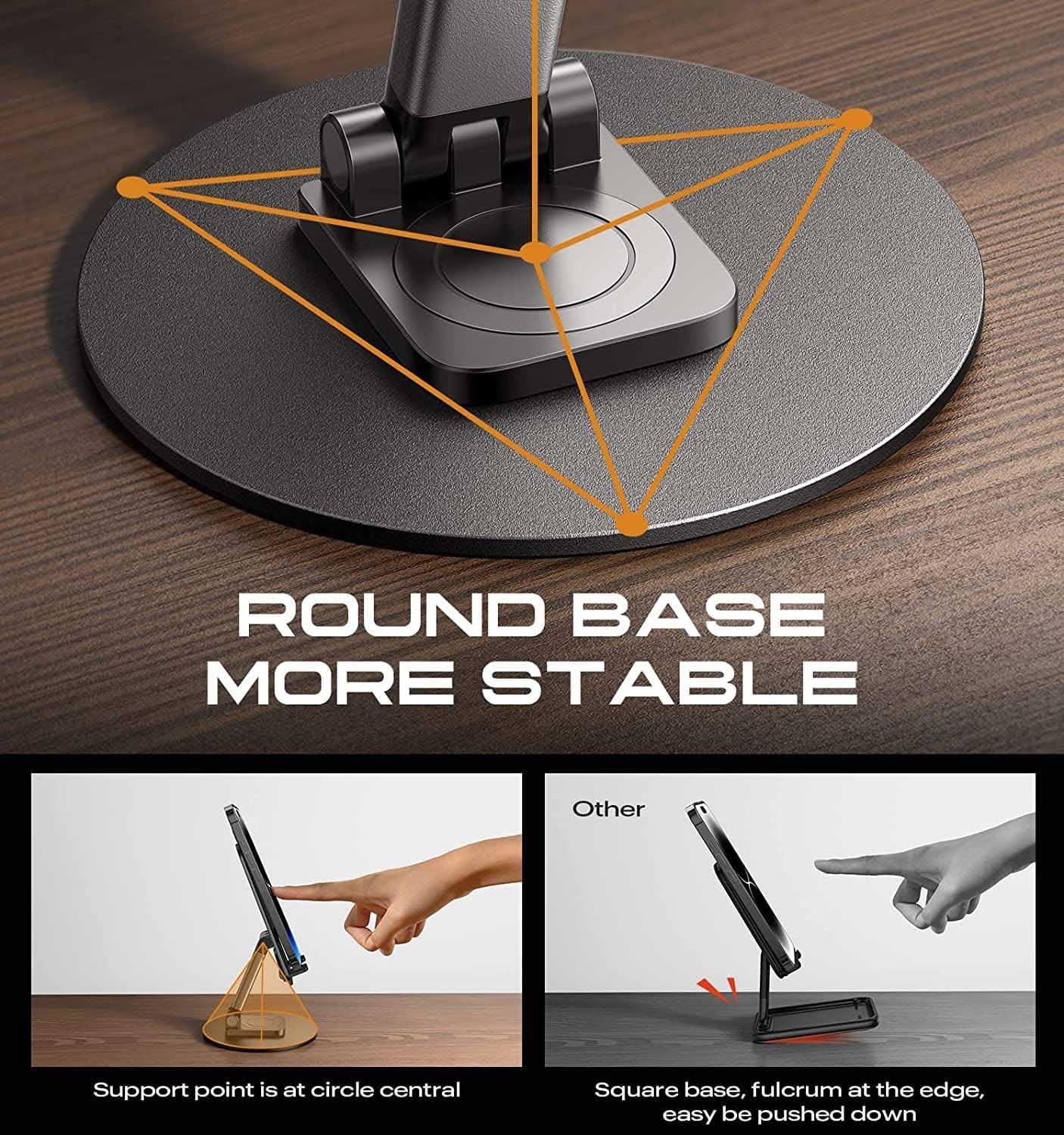 360° Rotation Mobile Phone Stand with Adjustable Height & Angle – Stable and Versatile