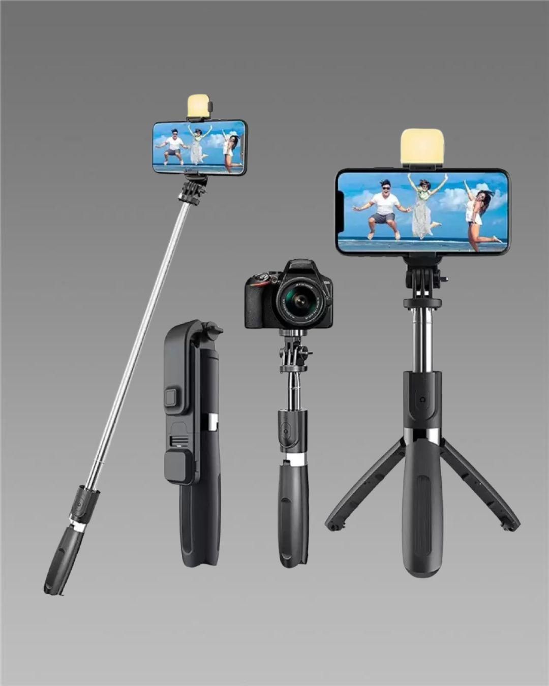 Extendable Flash 3-in-1 Selfie Stick Tripod with Bluetooth Remote – Compact and Versatile for Perfect Shots