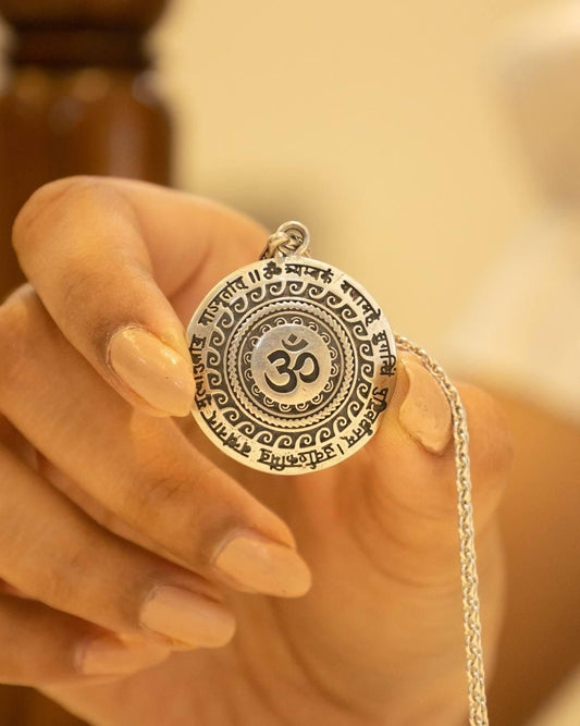 OM Mantra Pendant – Silver Stainless Steel Spiritual Necklace