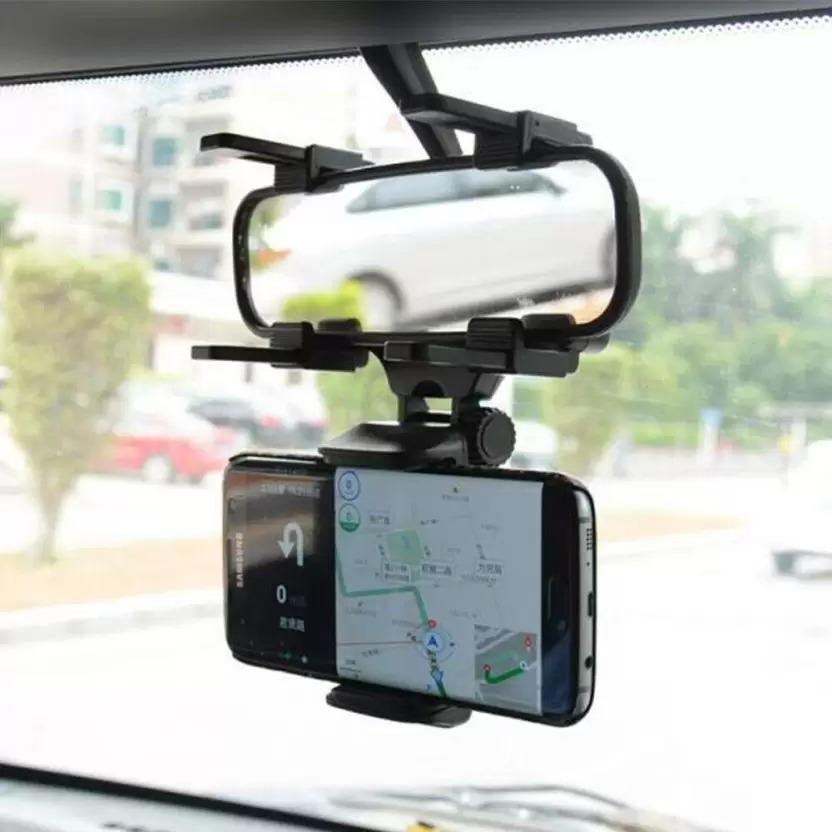 360° Cell Phone Holder for Car Rearview Mirror – Universal Auto Mount Cradle (Black)