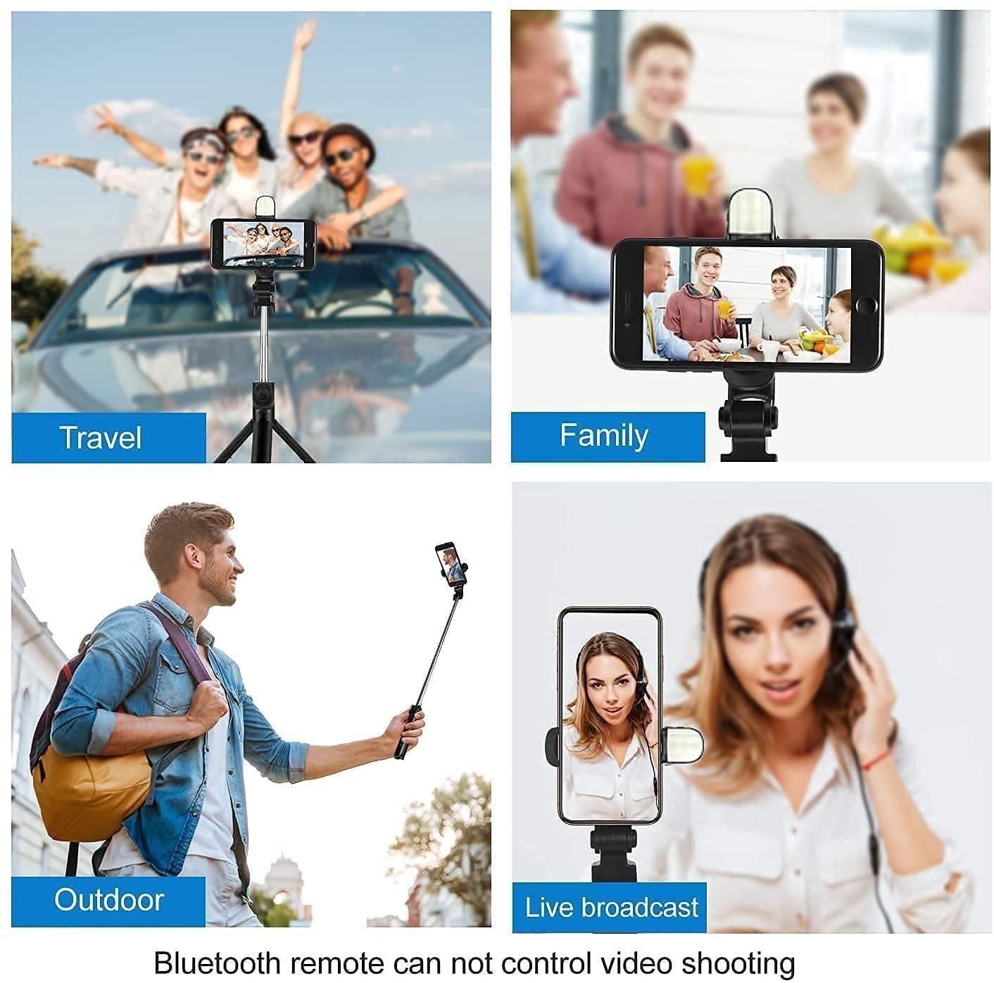 Extendable Flash 3-in-1 Selfie Stick Tripod with Bluetooth Remote – Compact and Versatile for Perfect Shots