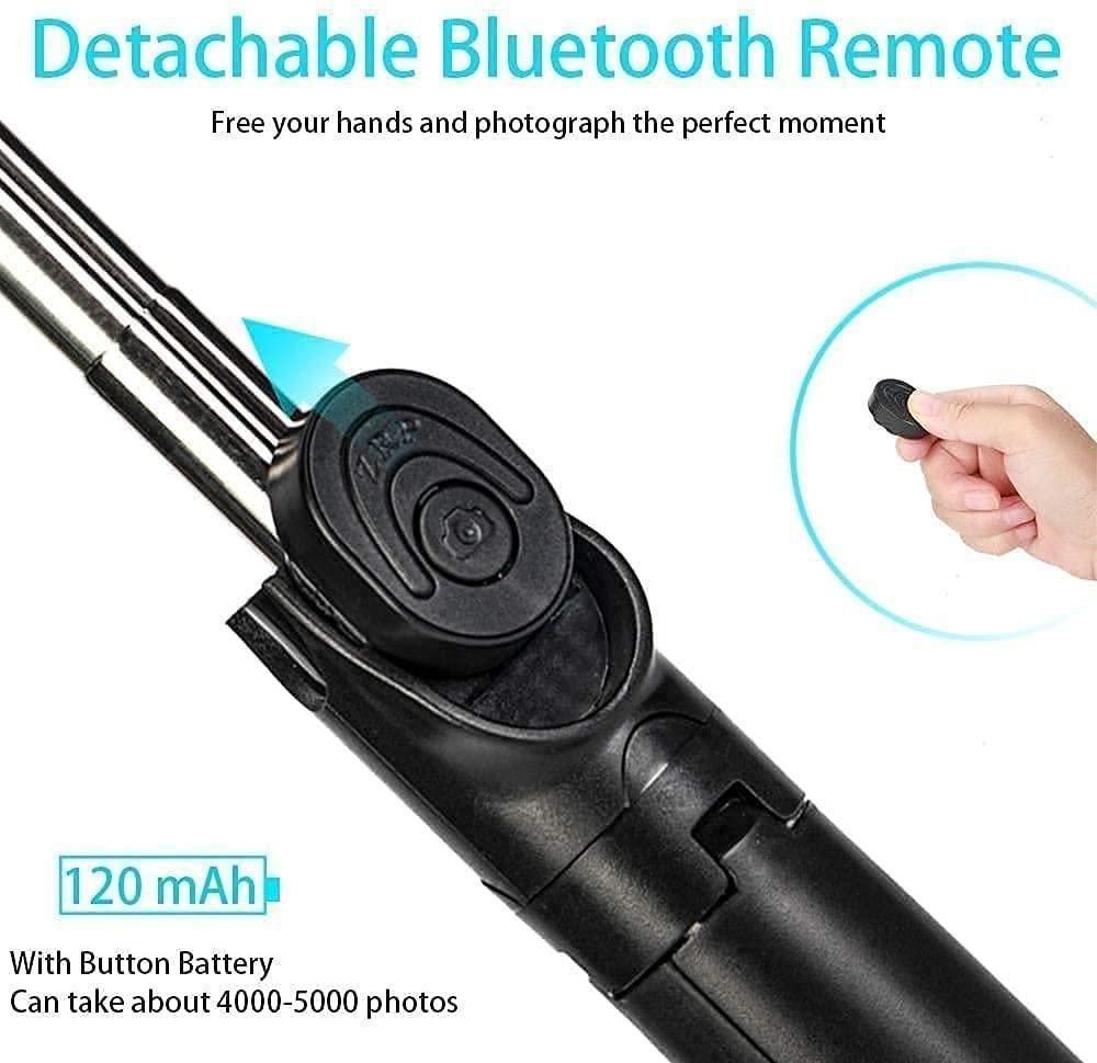 Extendable Flash 3-in-1 Selfie Stick Tripod with Bluetooth Remote – Compact and Versatile for Perfect Shots