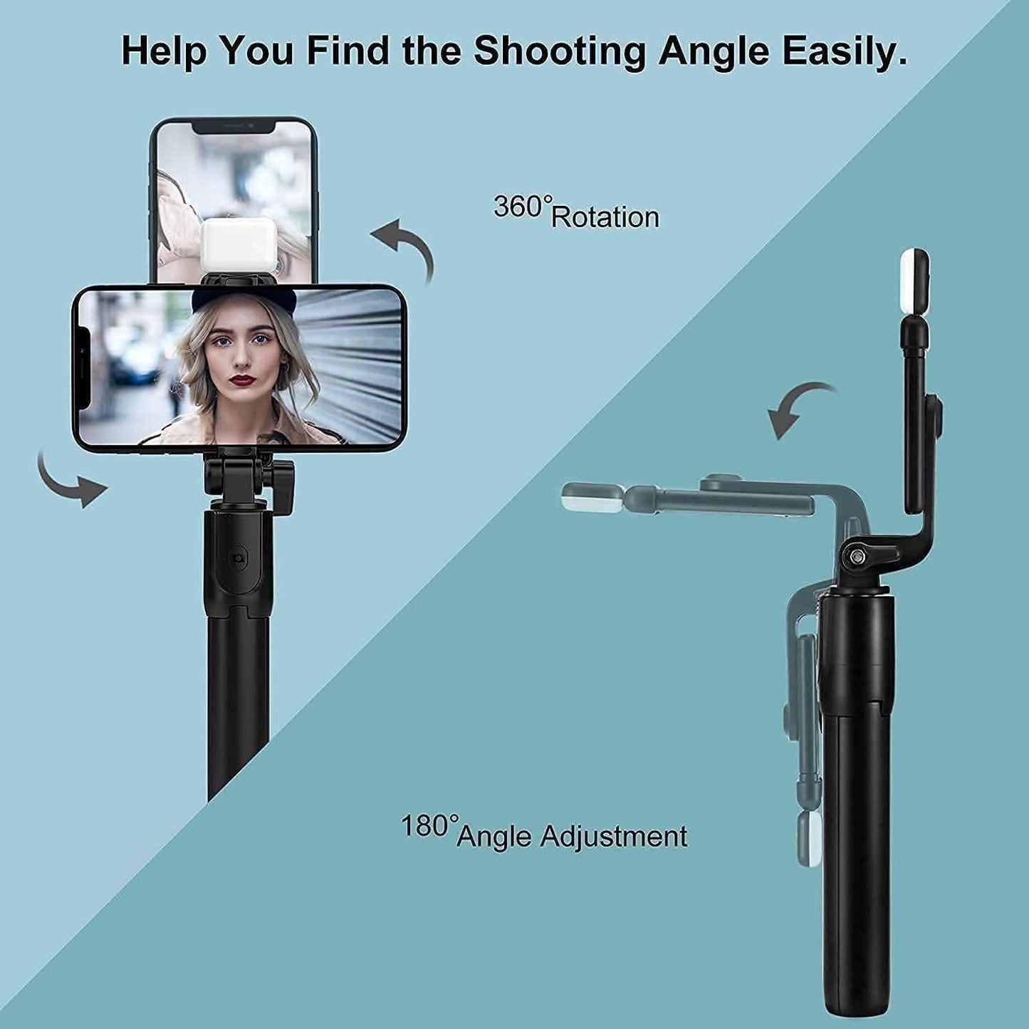 Extendable Flash 3-in-1 Selfie Stick Tripod with Bluetooth Remote – Compact and Versatile for Perfect Shots