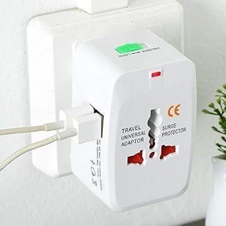 Worldwide Travel Adapter with Dual USB Charging Ports - Universal Plug, White