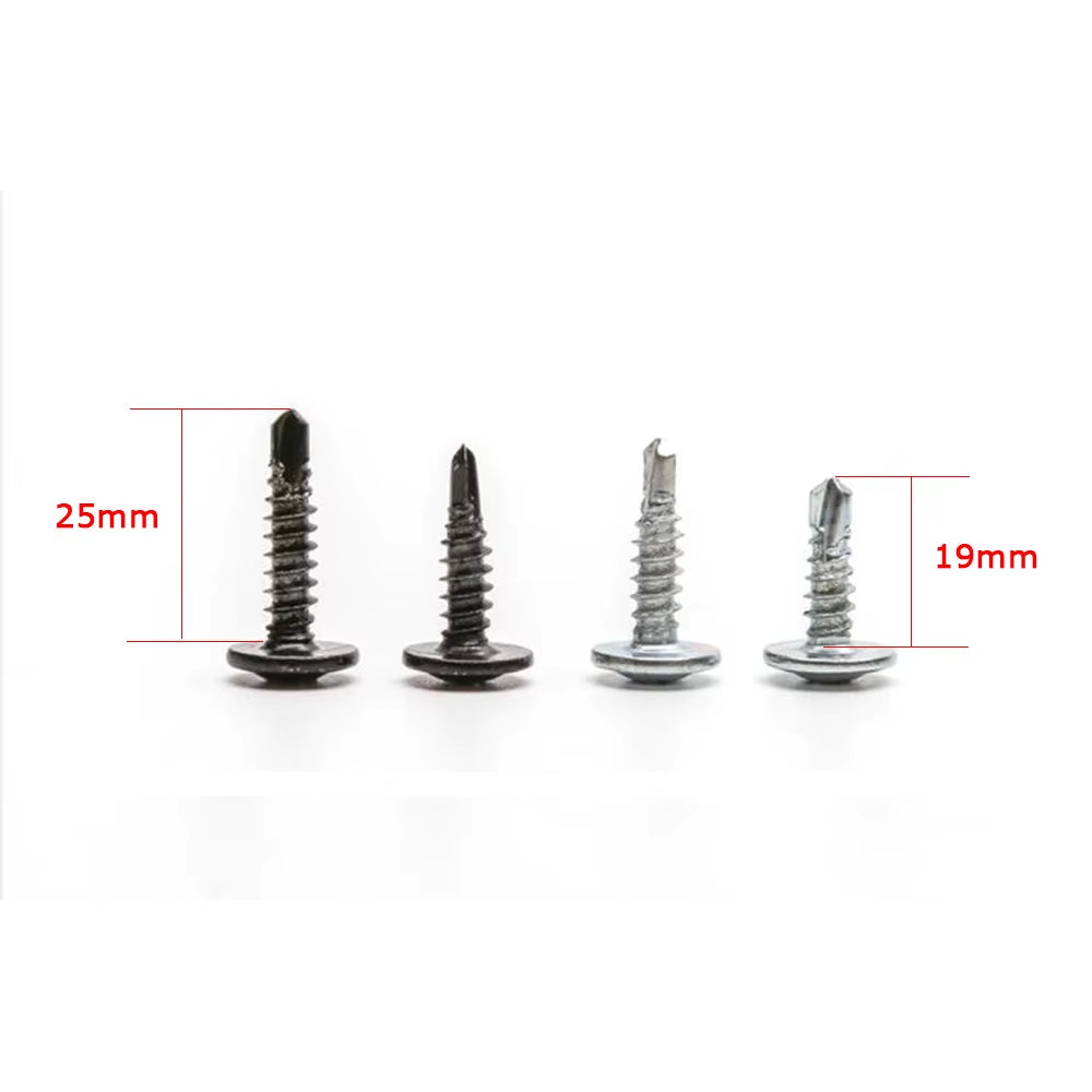 Carbon Black/Silver Steel Phillips Head Self-Tapping M4 M5 Screws Fits for Universal Car Rear Bumper Lip Diffuser Installation