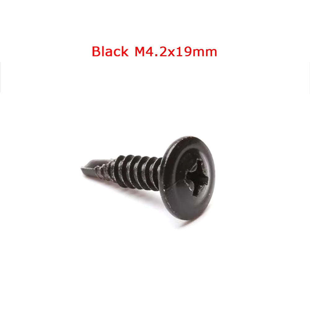 Carbon Black/Silver Steel Phillips Head Self-Tapping M4 M5 Screws Fits for Universal Car Rear Bumper Lip Diffuser Installation