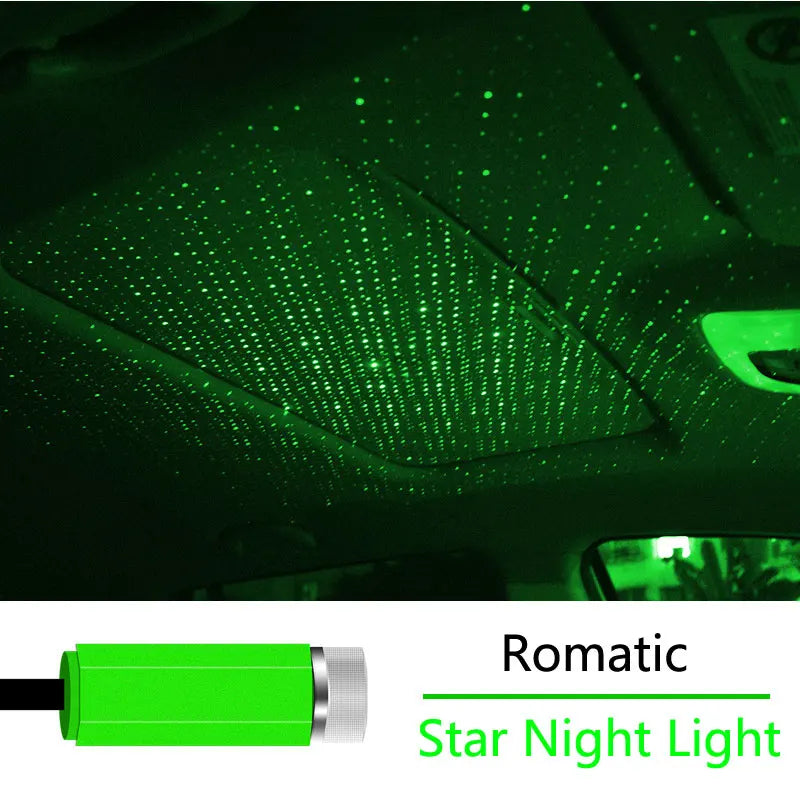 Car Romantic LED Starry Sky Night Light 5V USB Powered Galaxy Star Projector Lamp for Car Roof Room Ceiling Decor Plug and Play