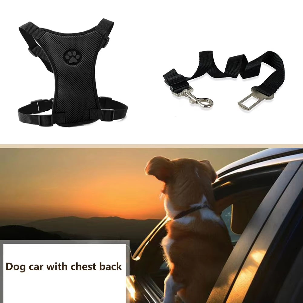 Dog Harness Car Safety Seat Belt Breathable Leash Mesh Chest Strap Multi-Function Breathable Pet Supplies Car Automotive Seat